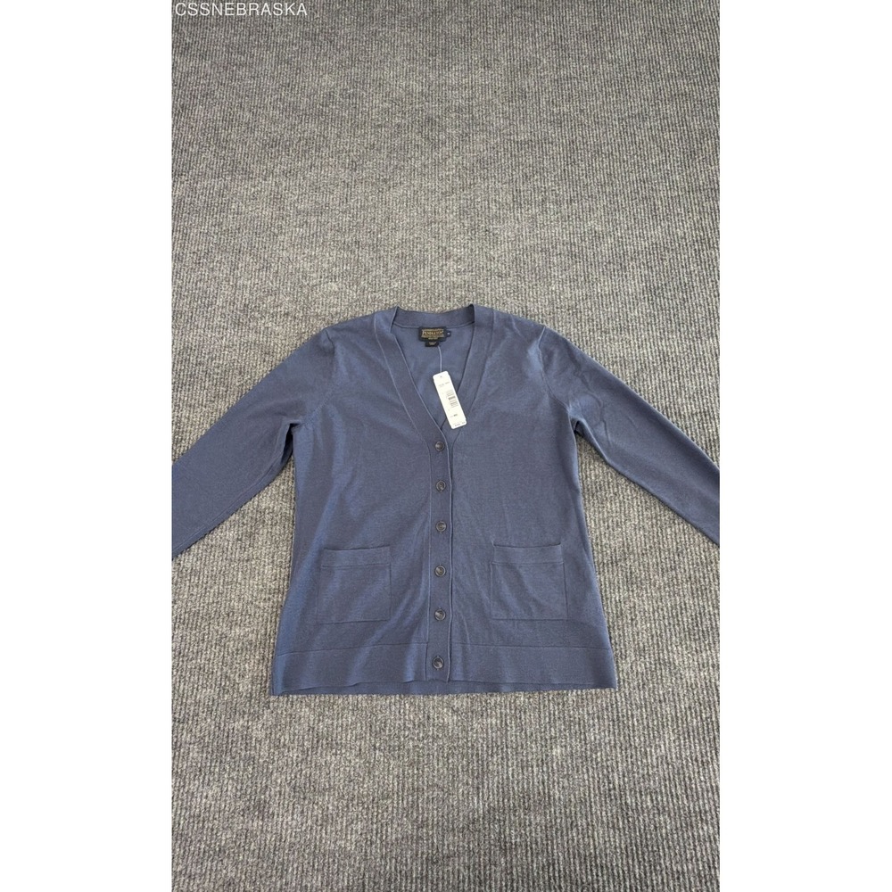 Pendleton Men's Blue Silk Cotton V-Neck Cardigan Sweater Patch Pockets Sz M NWT